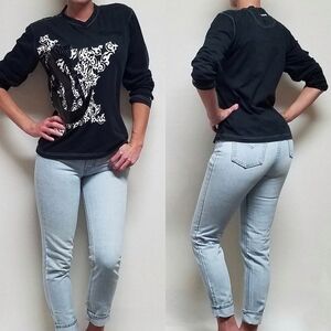 VINTAGE Y2K COOGI Black Spell Out Graphic Long Sleeve V-neck Signature Shirt